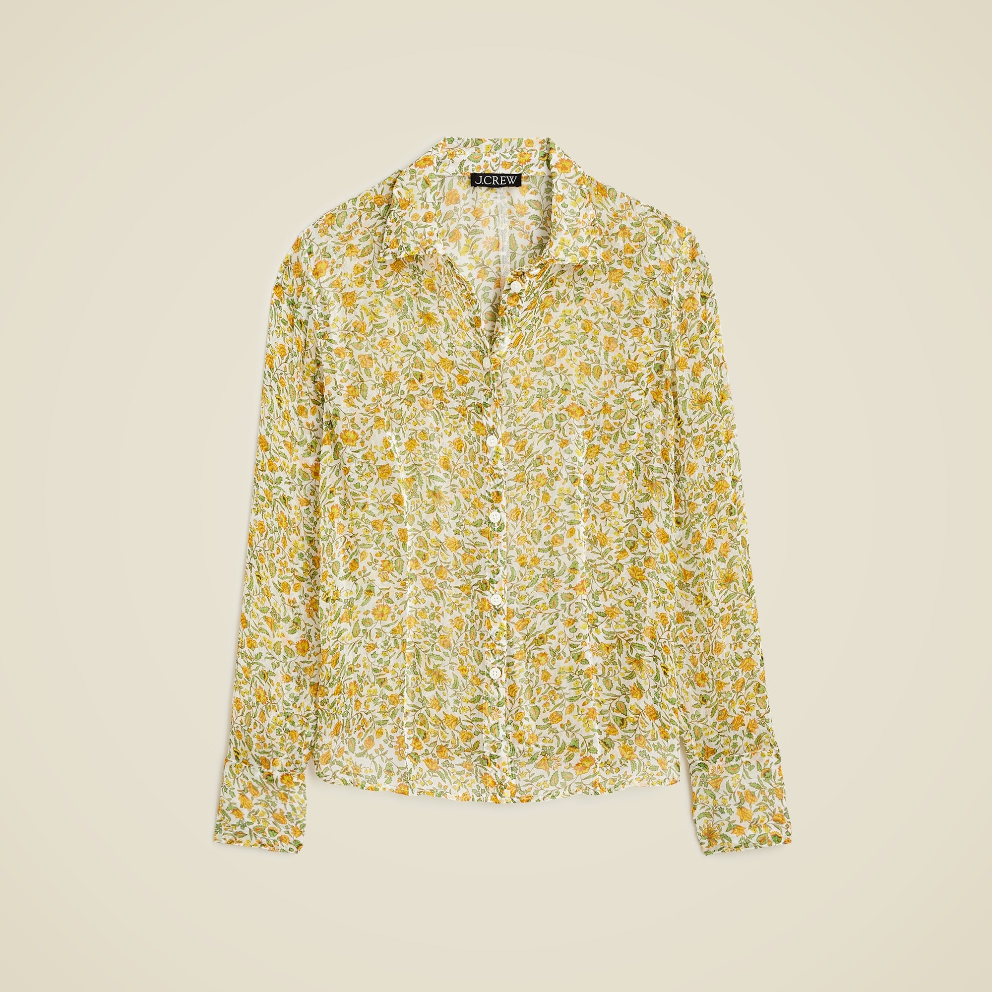  Crinkle chiffon button-up shirt in floral vines