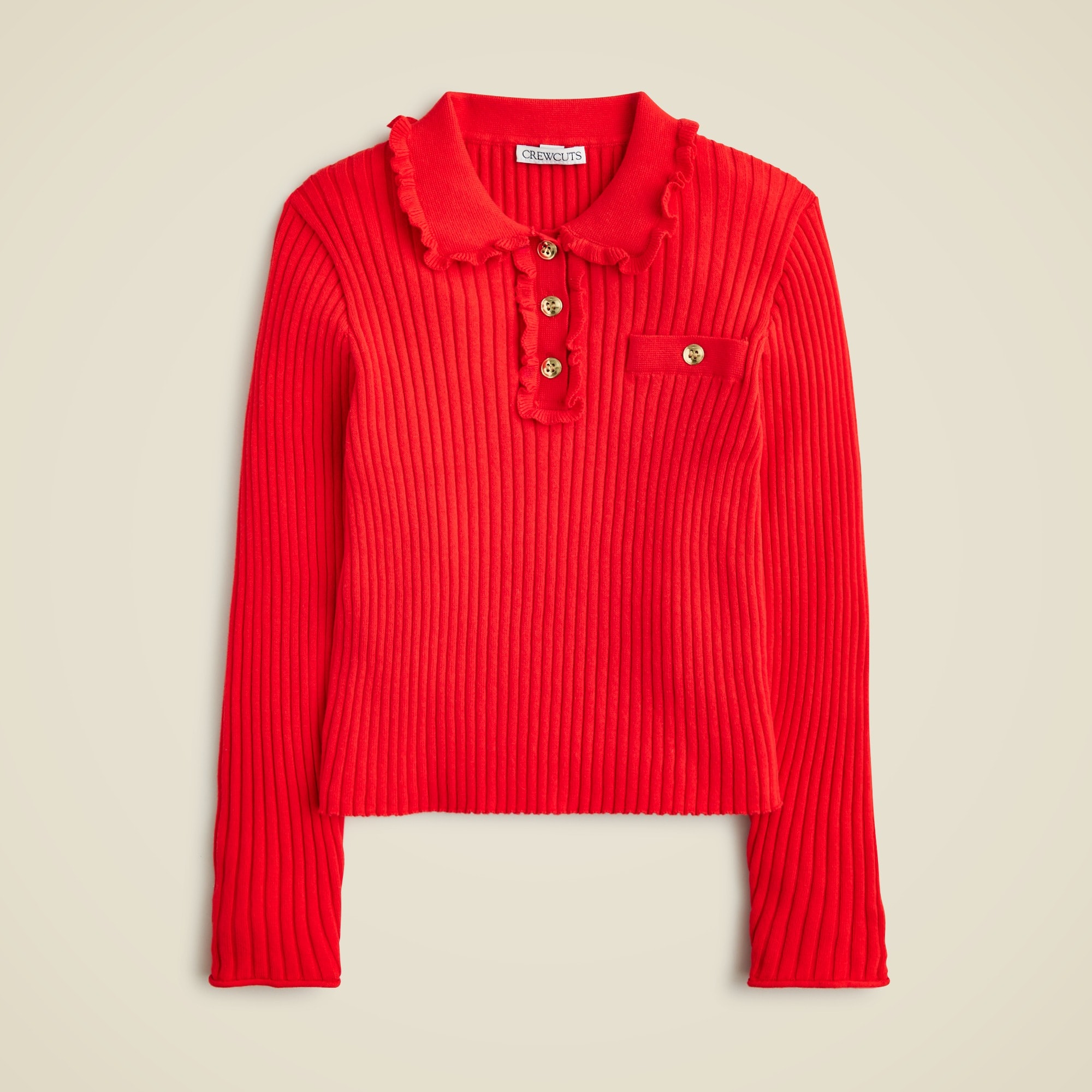 girls Girls' ruffle polo sweater