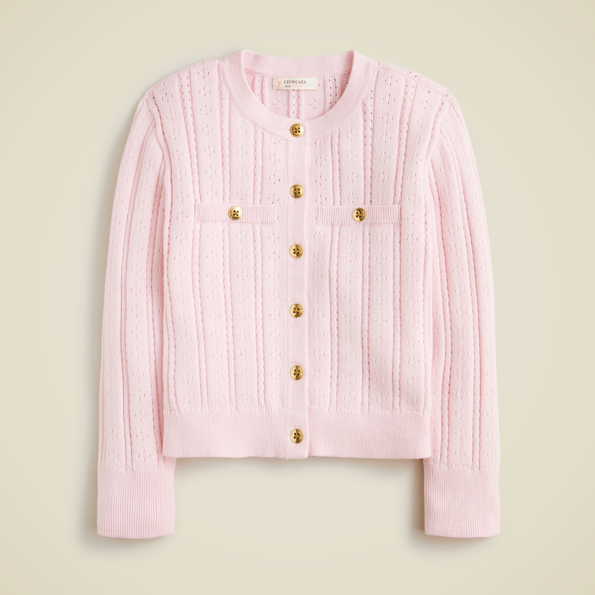 girls Girls' pointelle-knit cardigan sweater