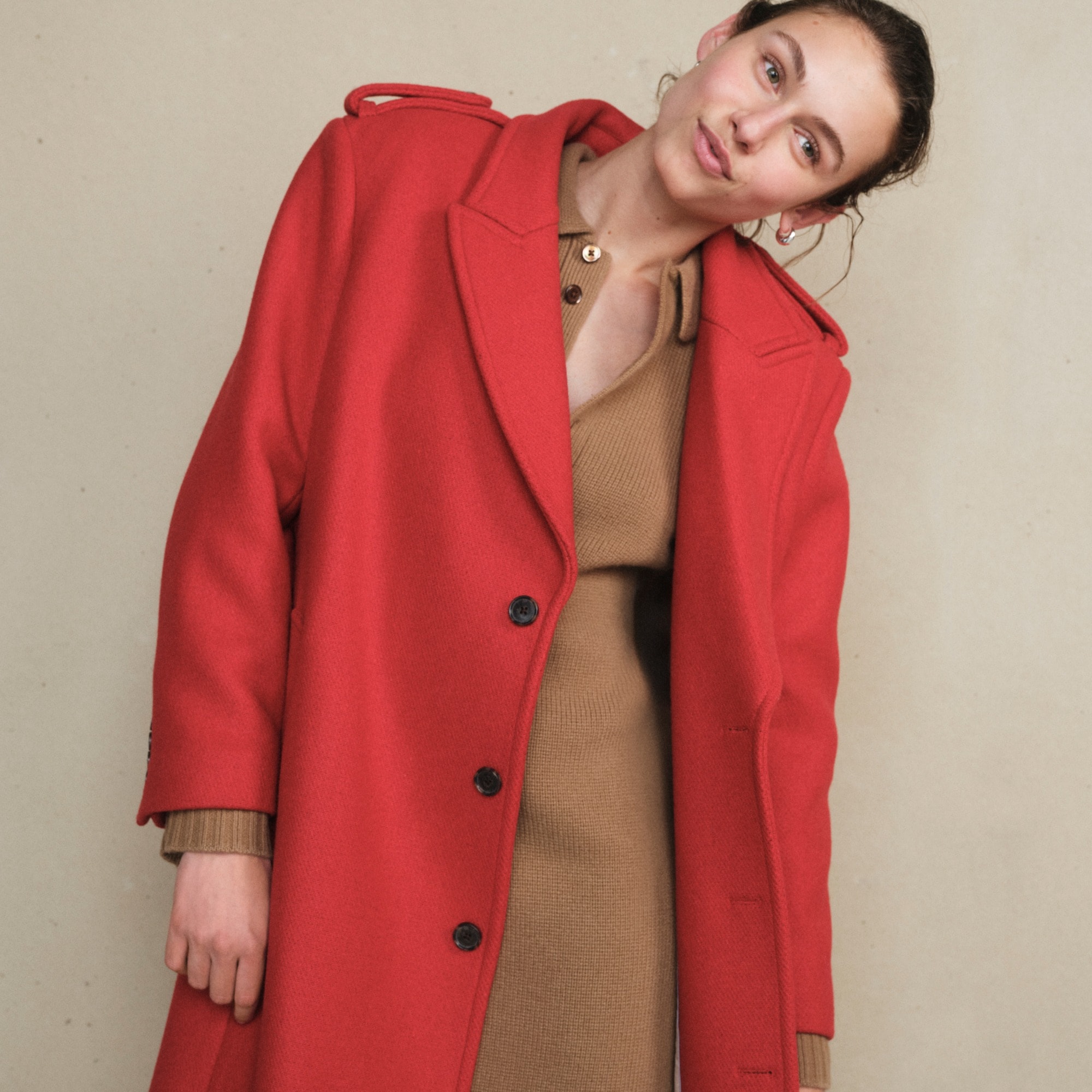 womens Wrap trench coat in Italian double-faced wool blend