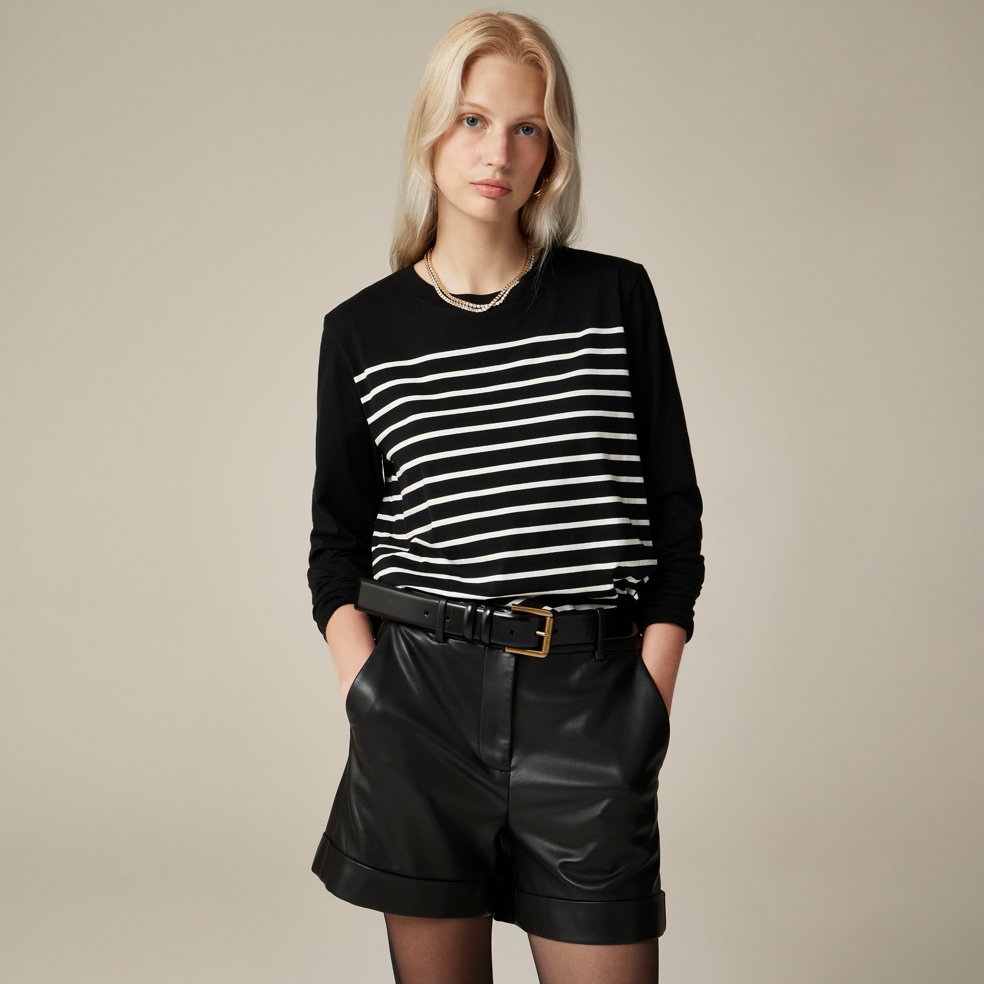 womens Pima cotton long-sleeve T-shirt in stripe