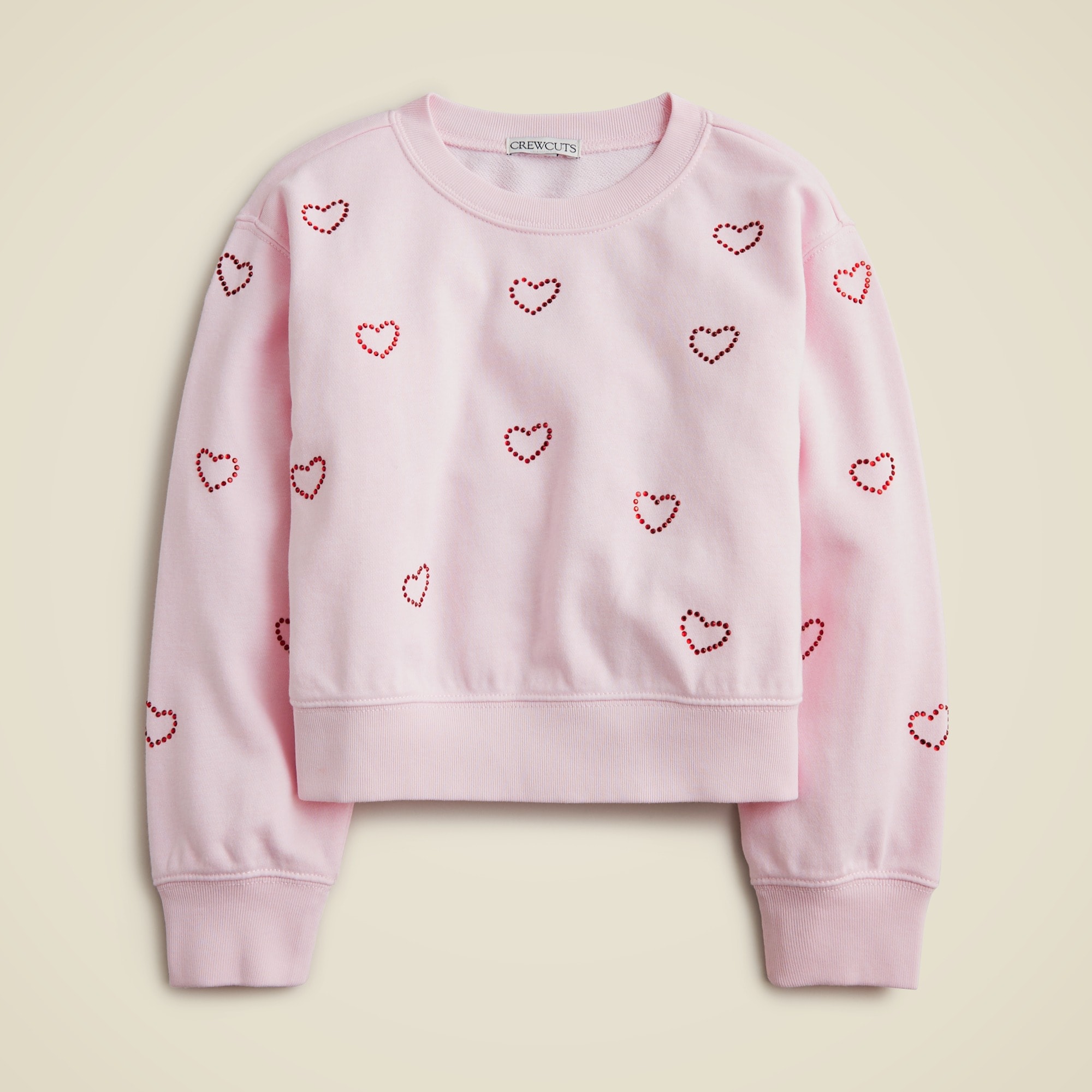  Girls' crystal heart crewneck sweatshirt