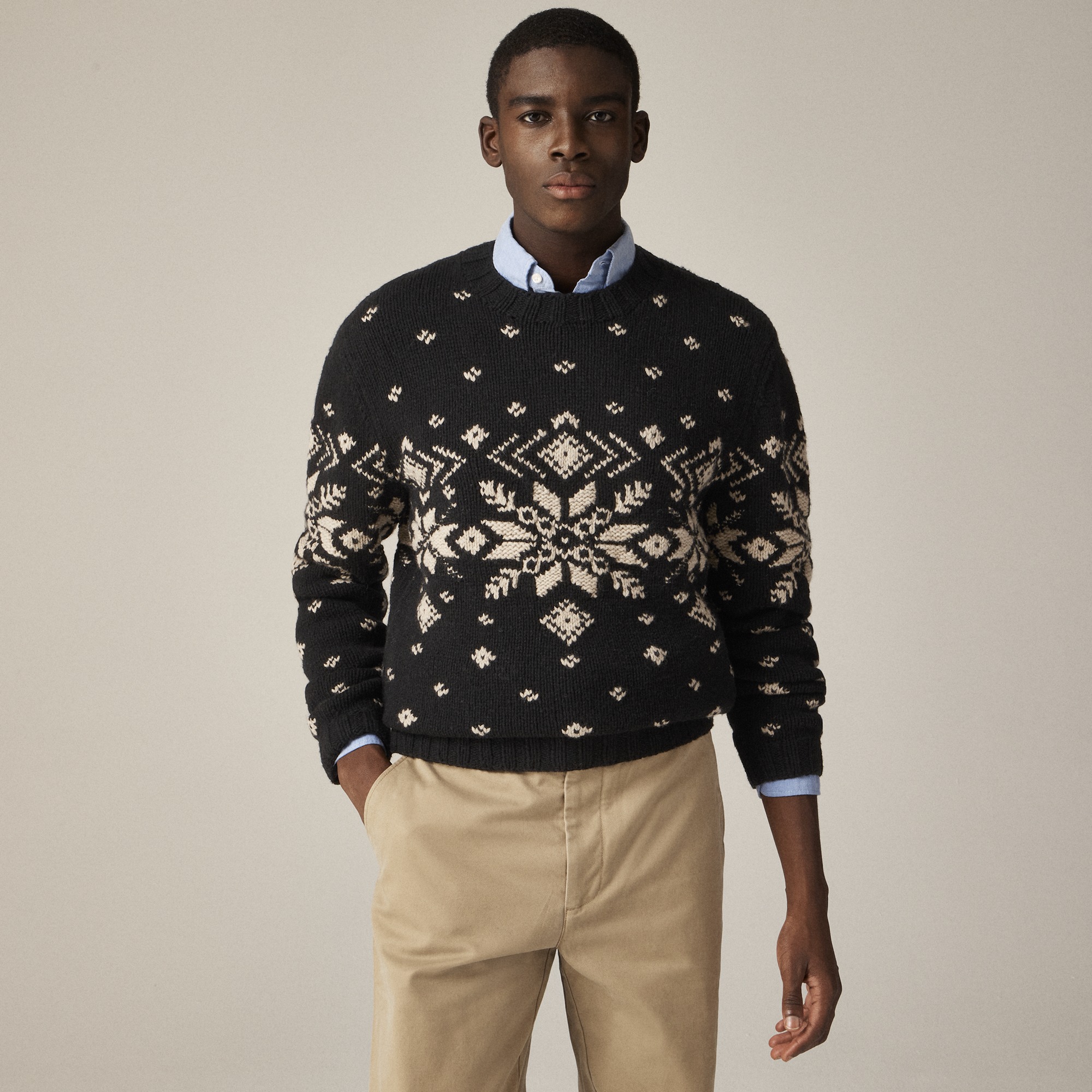 mens Hand-knit Fair Isle sweater in wool