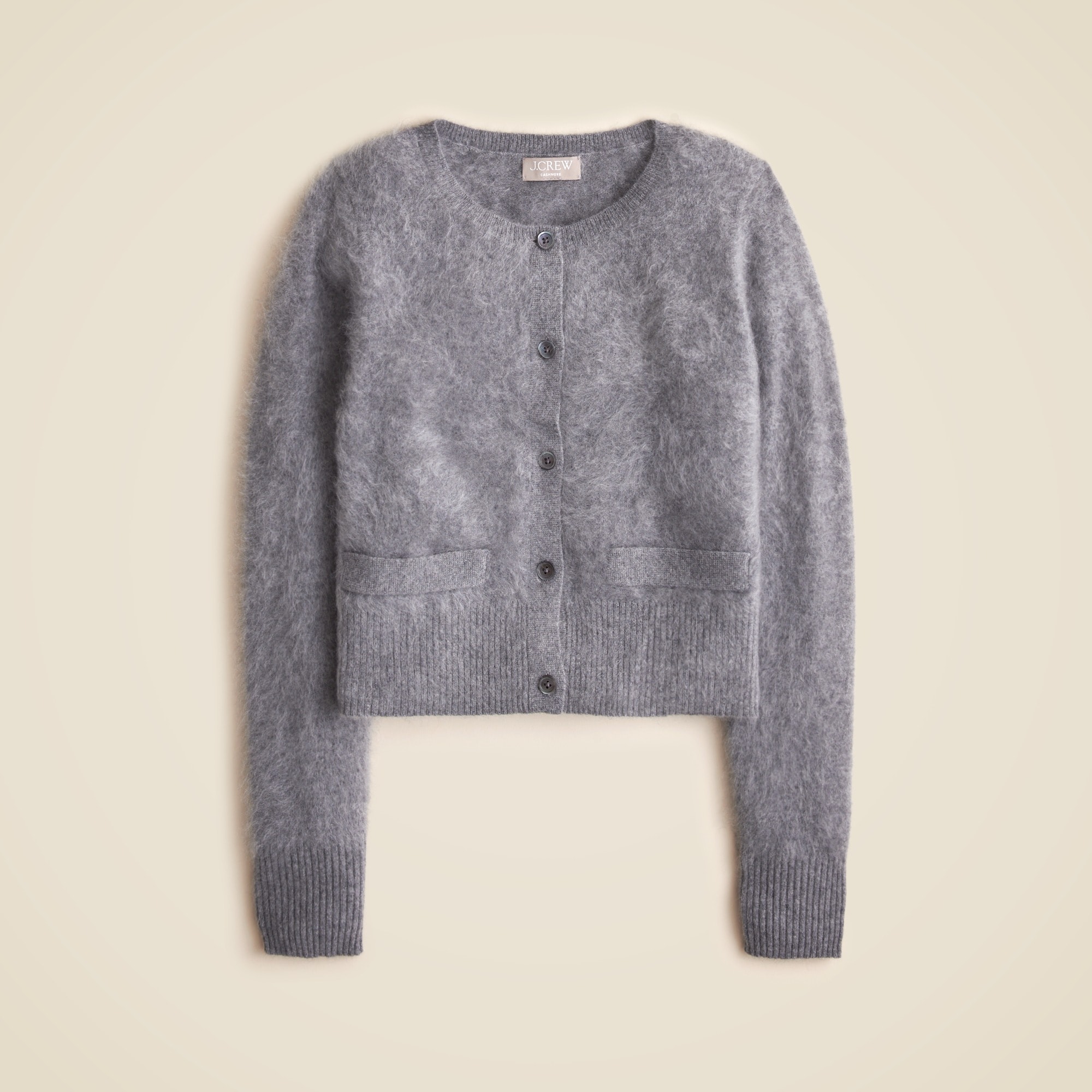  Brushed cashmere fitted cardigan sweater