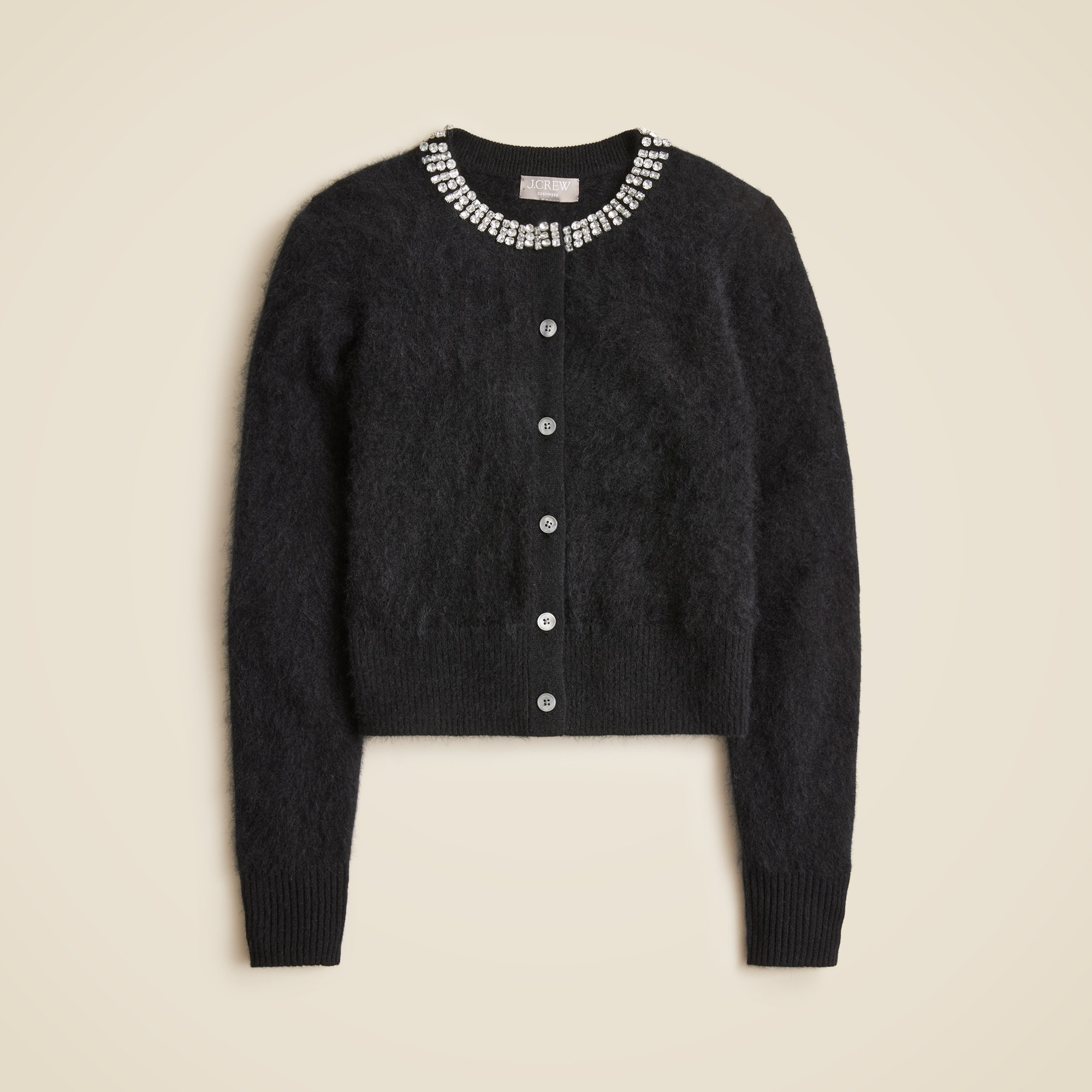  Brushed cashmere embellished cardigan sweater