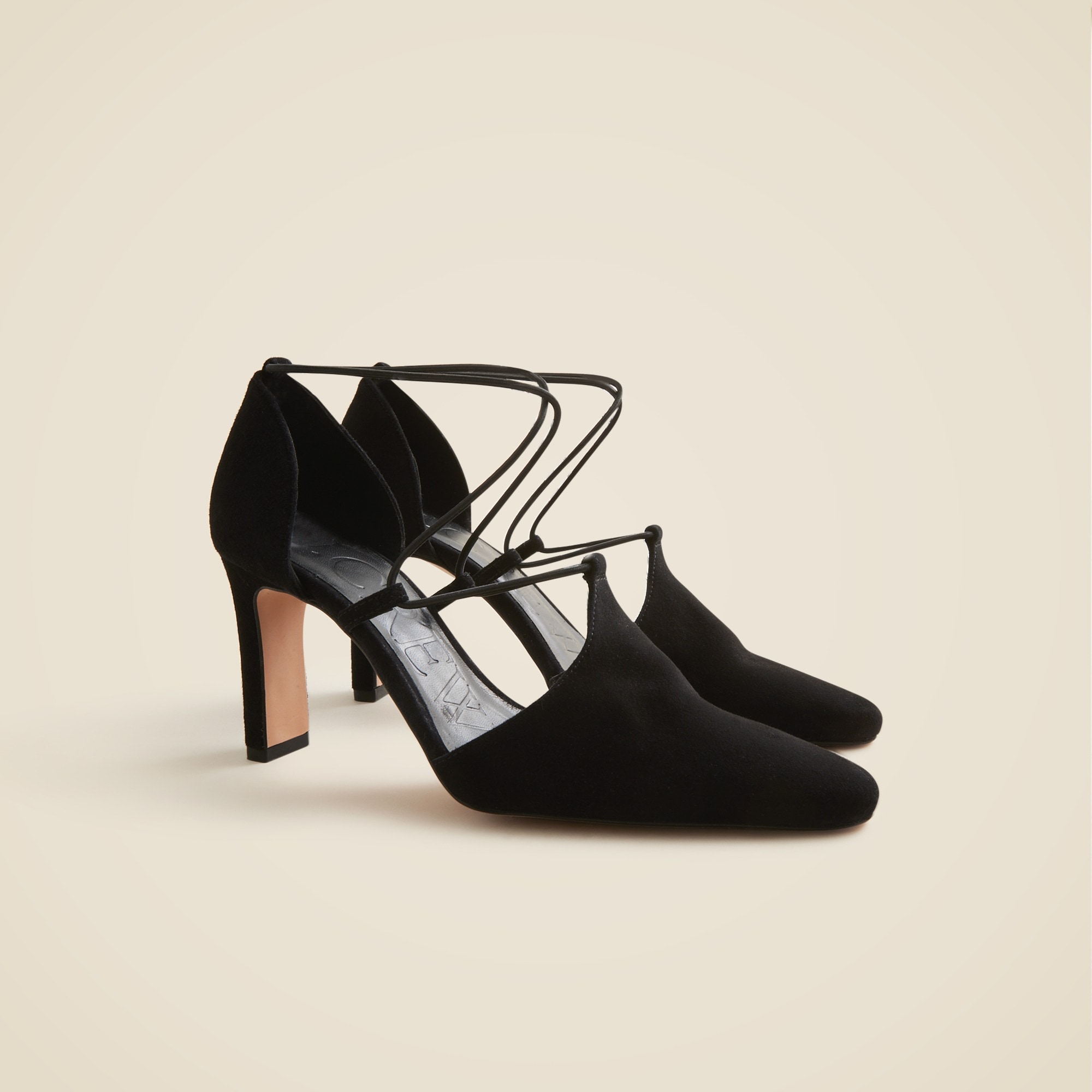  Made-in-Spain Jules cross-strap pumps in suede