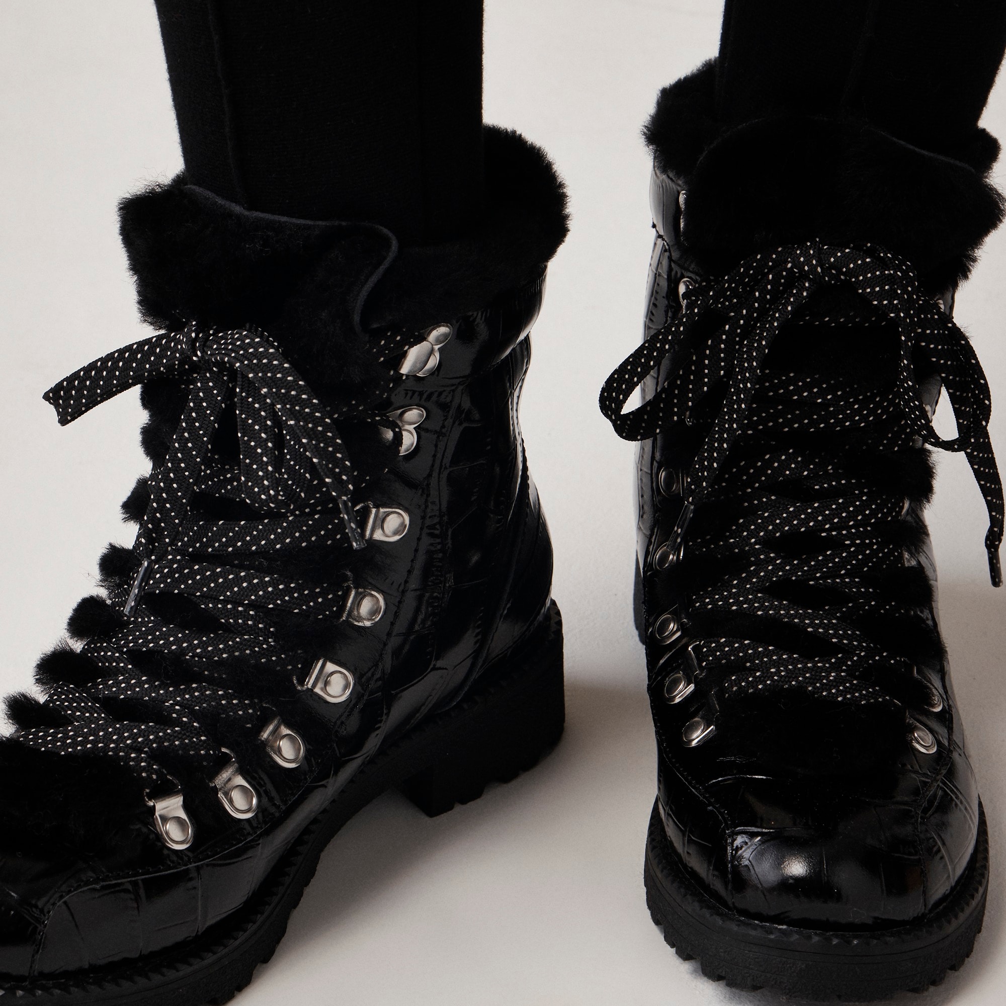 womens New Nordic boots in croc-embossed leather