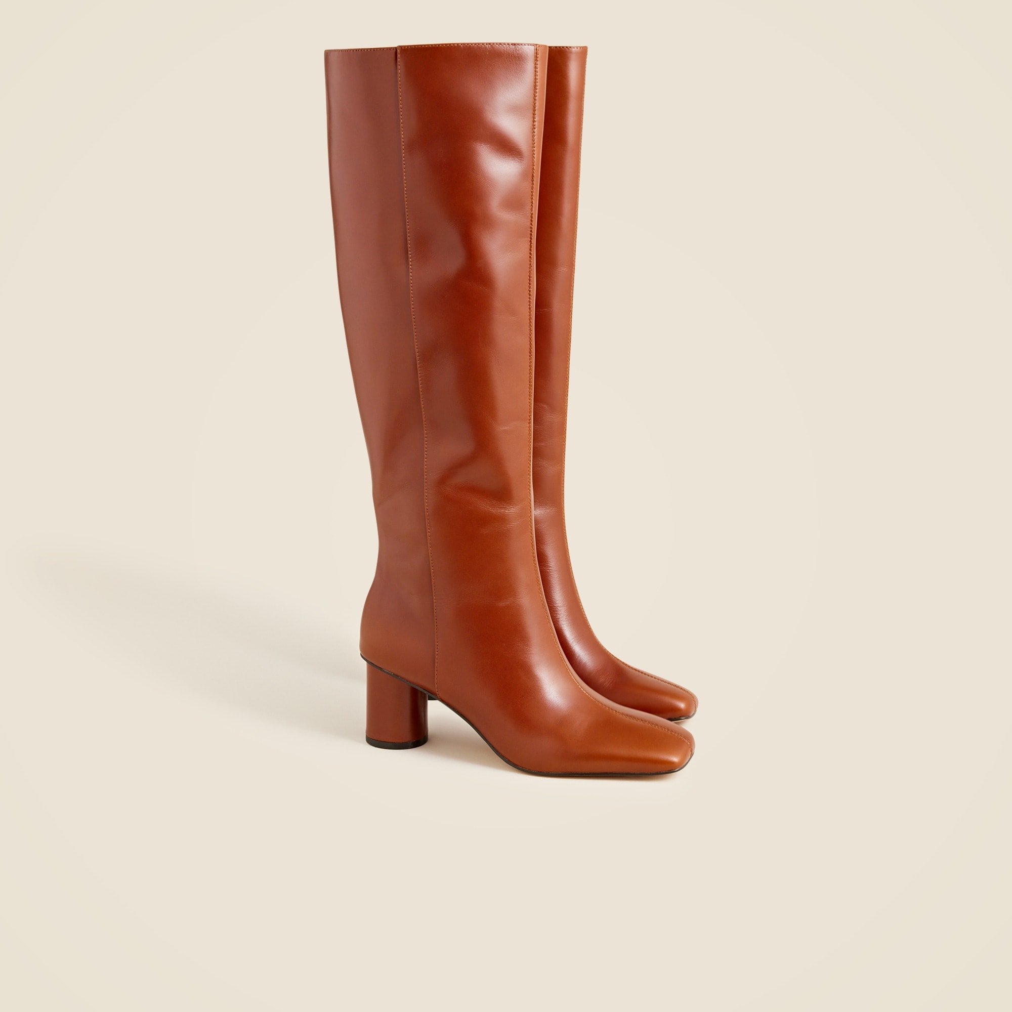 womens Knee-high round-heel boots in leather