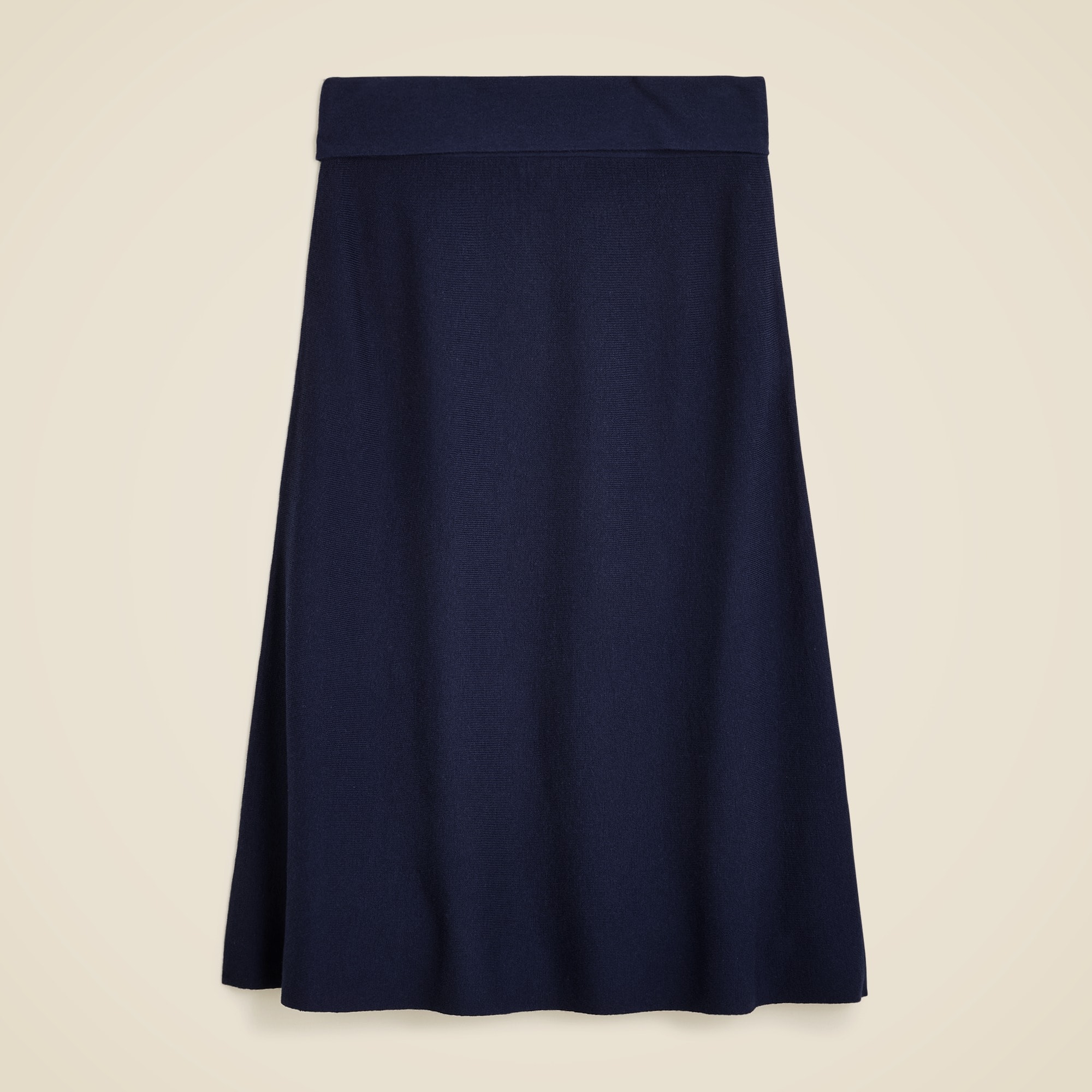 womens Foldover sweater midi skirt in merino wool blend