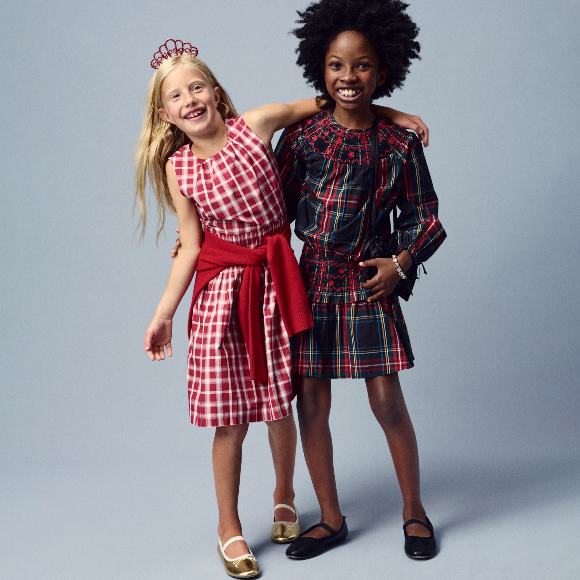 girls Girls' Collection pintuck midi dress in plaid taffeta