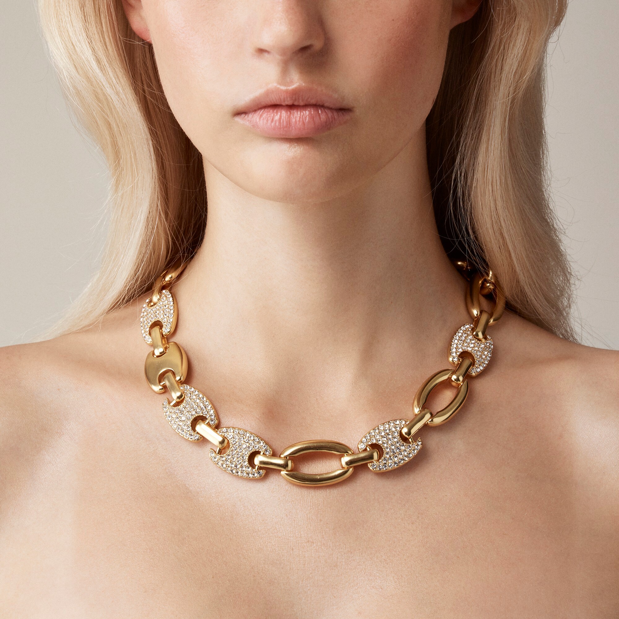 womens Pav&eacute; mixed-link necklace