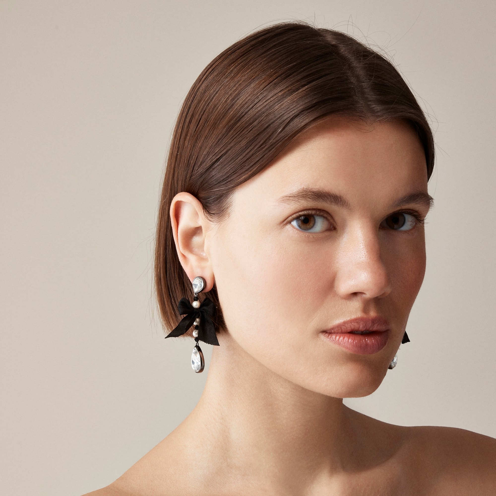 womens Sparkle bow drop earrings