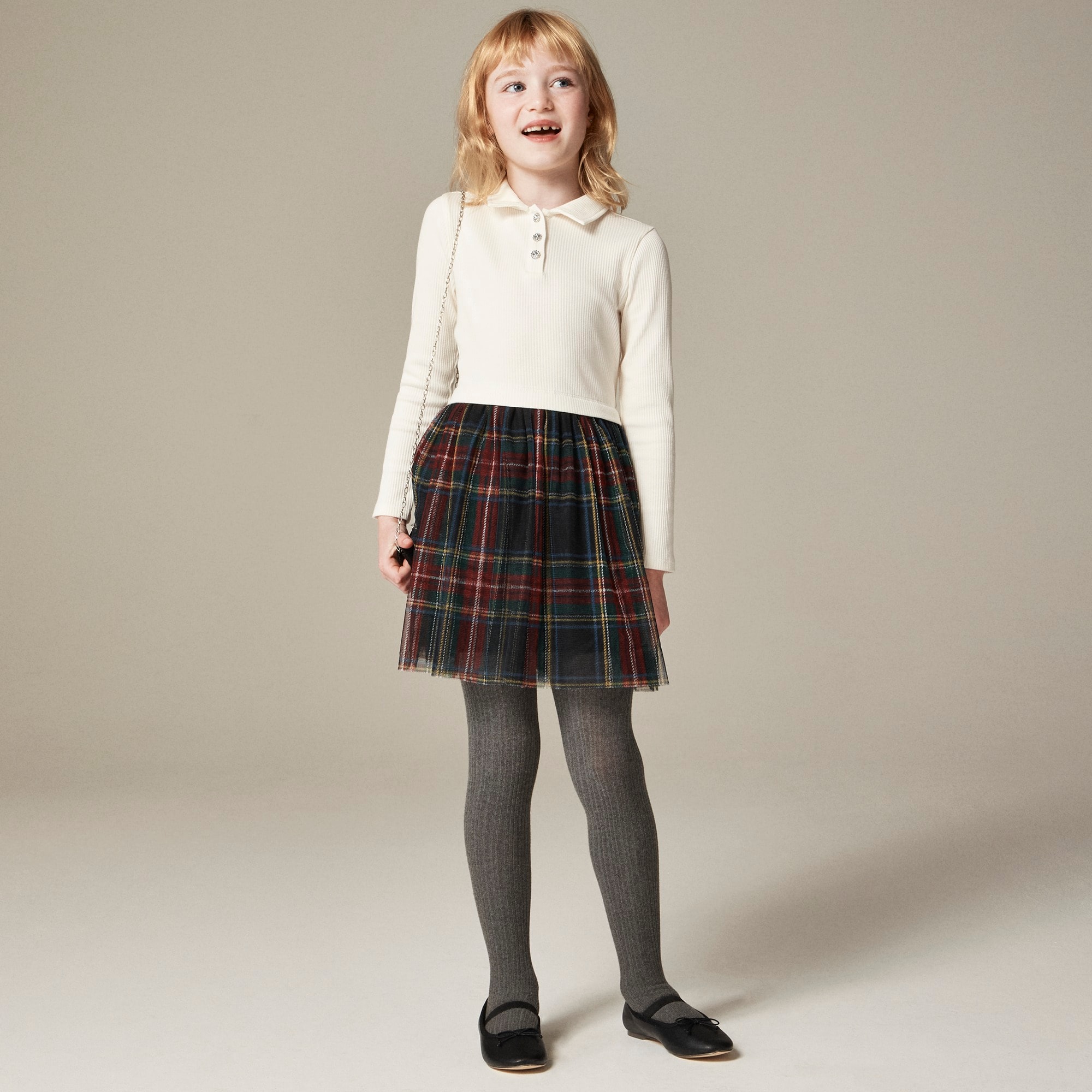 girls Girls' tartan tulle dress