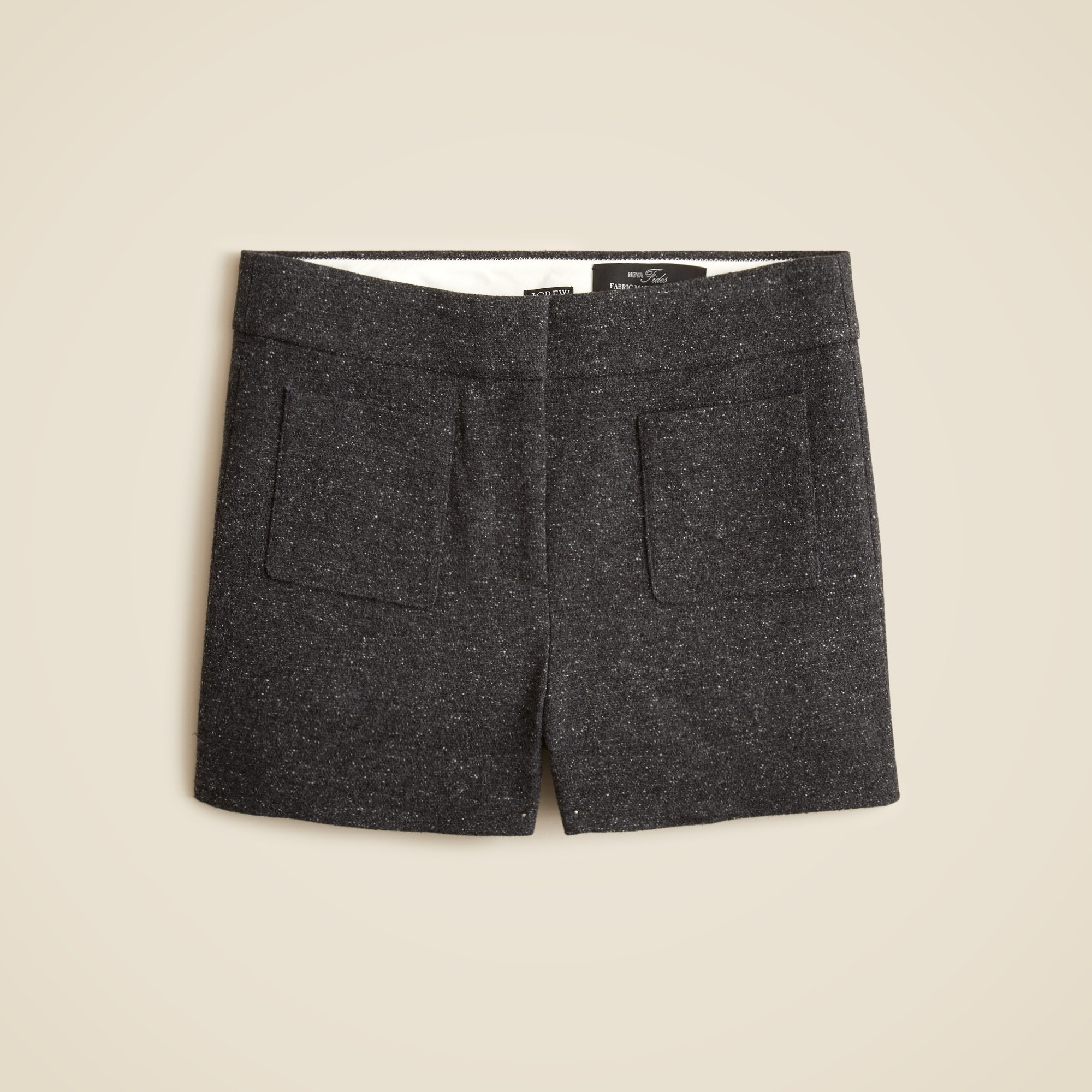 womens Patch-pocket short in donegal wool blend