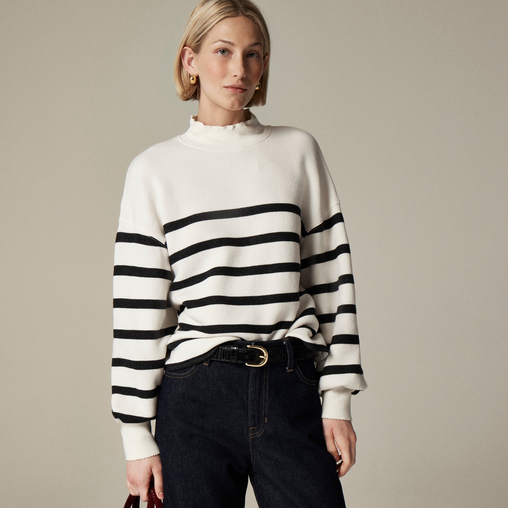 womens Heritage terry mockneck sweatshirt in stripe