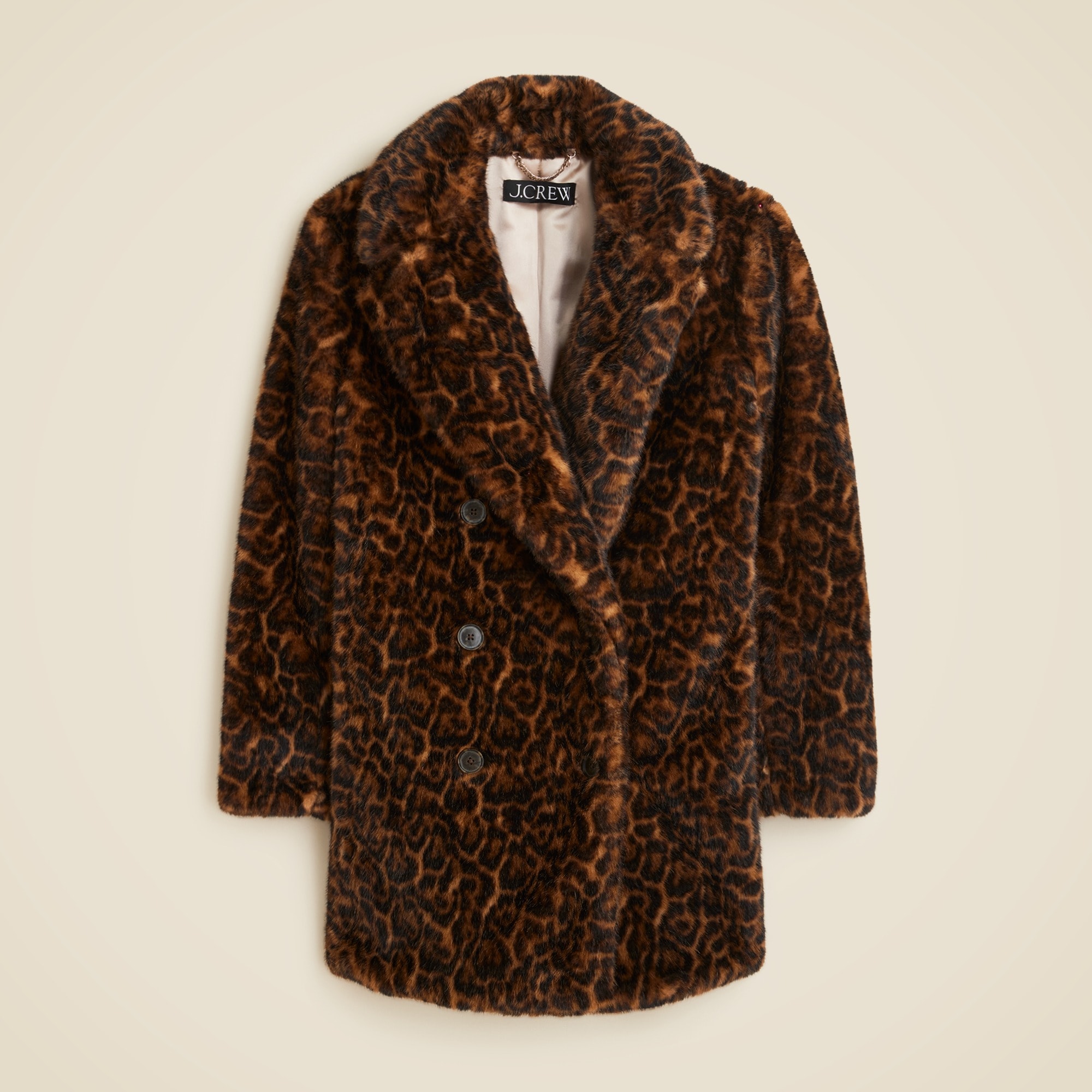 womens Faux-fur peacoat in leopard print