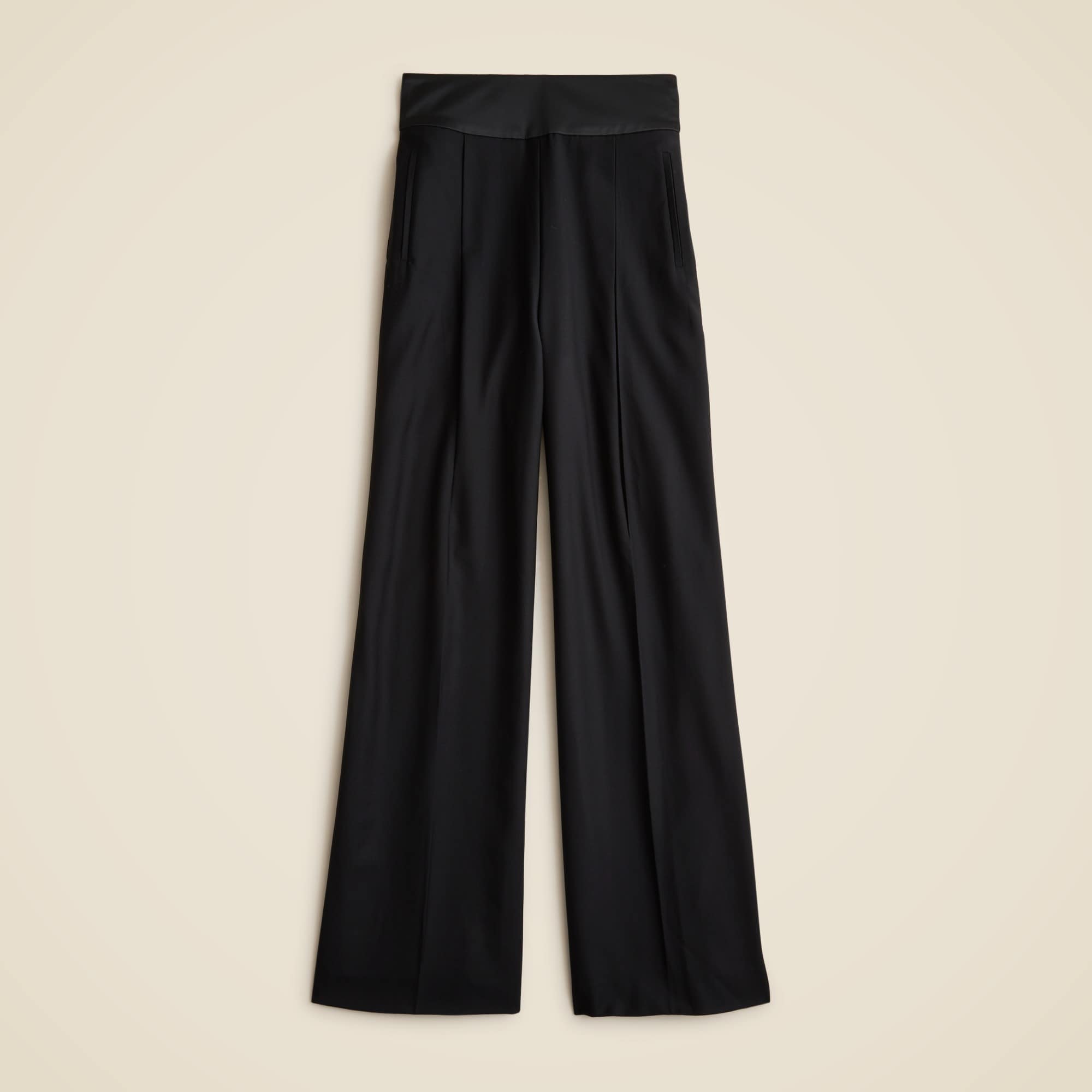 womens Collection wide-leg trouser pant in tuxedo wool