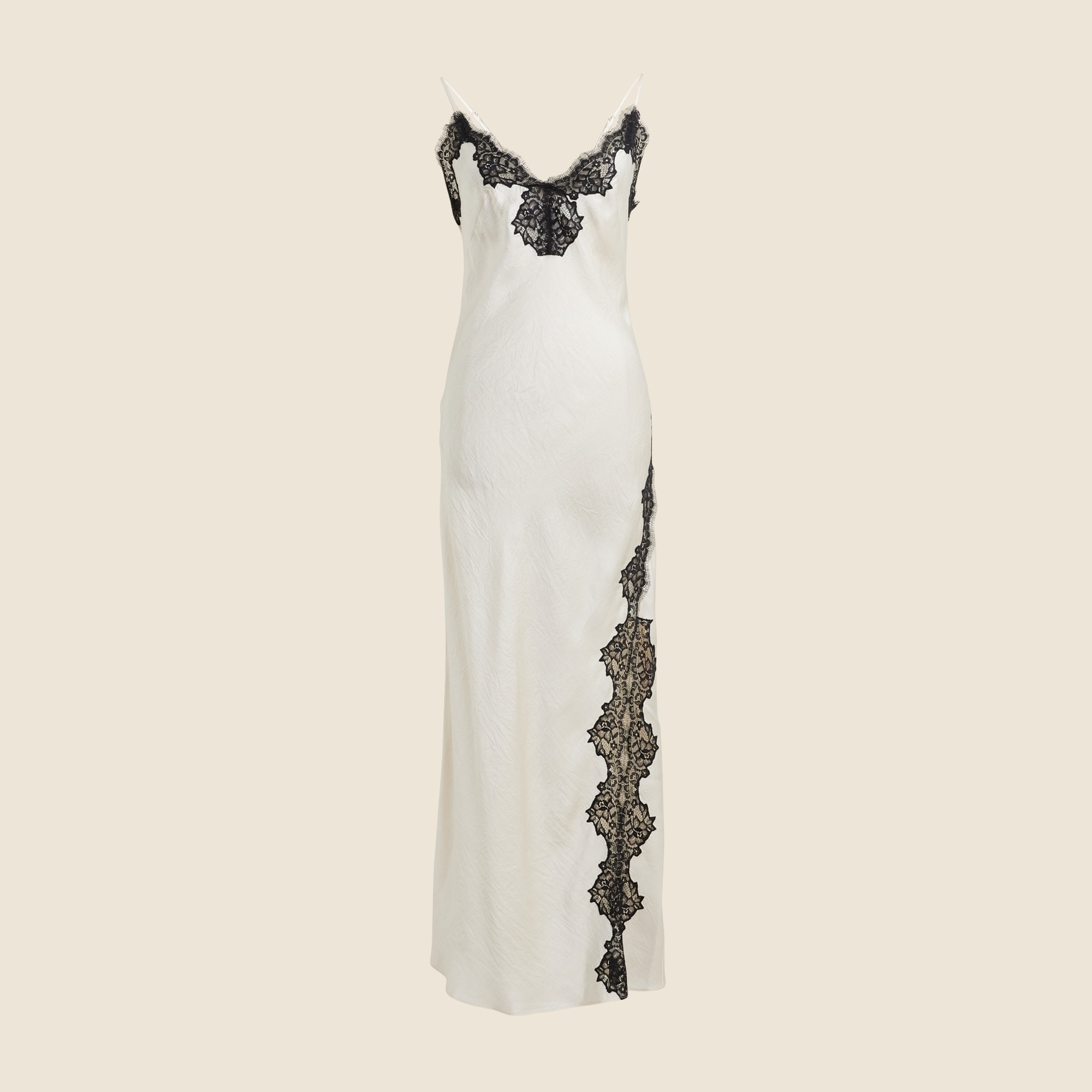 womens Lace-trim slip dress in textured satin