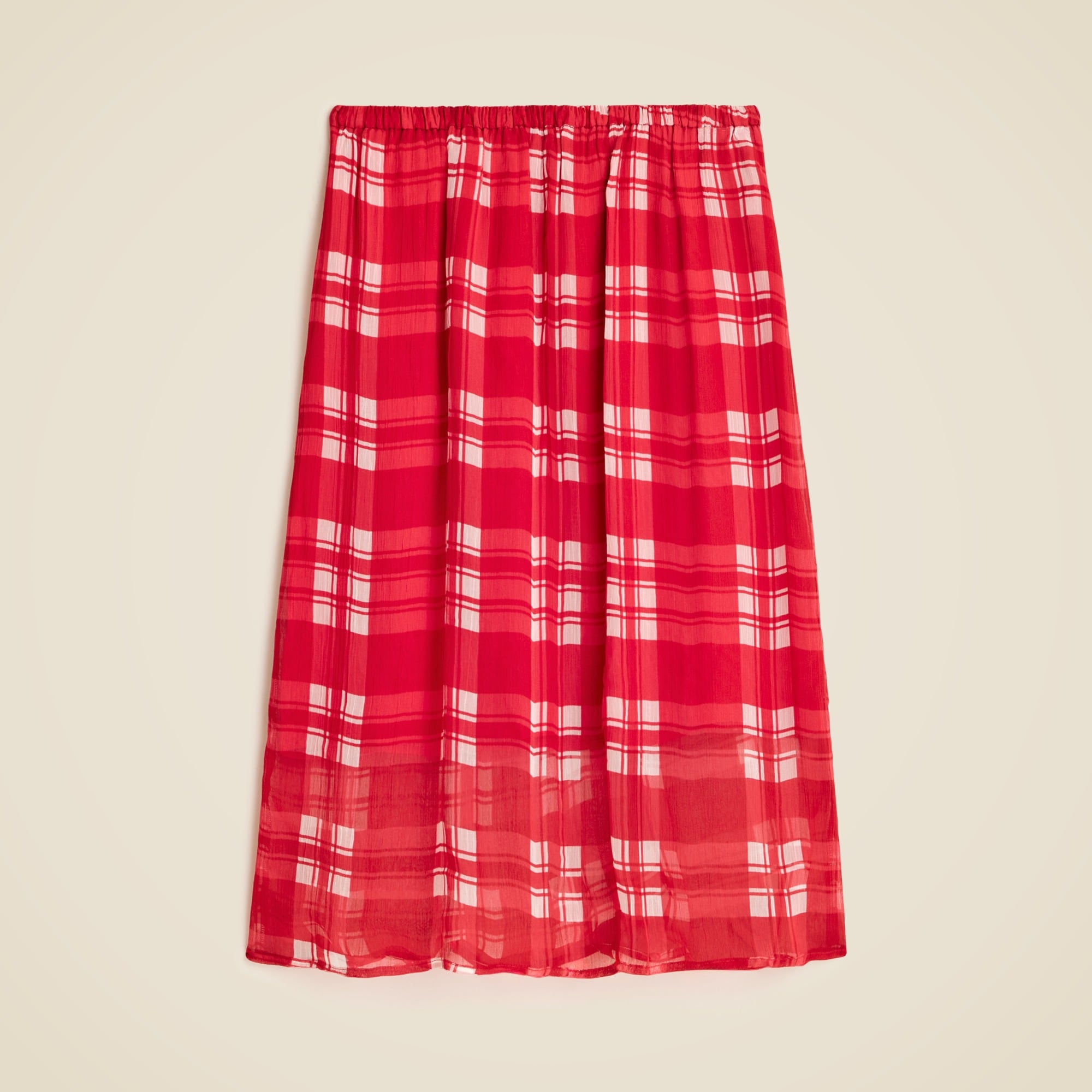 womens Gwen knee-length layered slip skirt in plaid crinkle chiffon